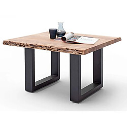 Acheter Pegane Table basse en bois d'acacia massif naturel et acier anthracite - L.75 x H.45 x P.75 cm