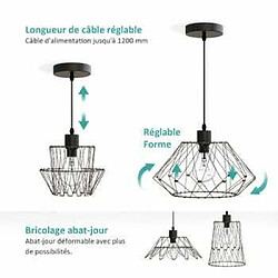 Avis EMKE Lustre suspendu simple rétro, noir, ampoule E27, abat-jour en métal déformable, convient pour salle à manger, salon