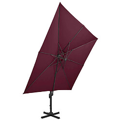 Helloshop26 Parasol déporté à double toit 300 x 300 cm rouge bordeaux 02_0008559