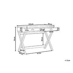 Avis Beliani Bureau effet bois clair / noir 103 x 50 cm avec 2 tiroirs EKART