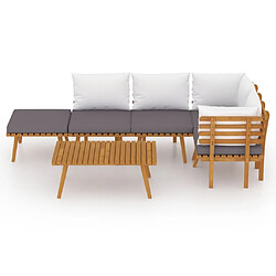 Avis Maison Chic Salon de jardin 6 pcs + coussins - Mobilier/Meubles de jardin - Table et chaises d'extérieur Bois d'acacia solide -MN12710