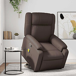 vidaXL Fauteuil inclinable de massage Marron Similicuir