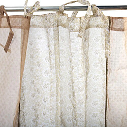 Thedecofactory FAIRY - Voilage 100% coton à nouettes motifs floraux beige 110x250