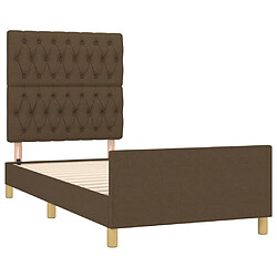 Acheter Maison Chic Lit adulte - Cadre Structure de lit avec tête de lit Contemporain Marron foncé 90x200 cm Tissu -MN68805