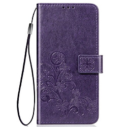 Wewoo Housse Coque Etui en cuir de protection pour téléphone mobile avec boucle à quatre feuilles et fermoir embossé fonction le cordonle porte-carte et le support et le Xiaomi CC9 Violet