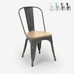 Ahd Amazing Home Design Chaises de style industriel bar de cuisine design tolix Steel Wood Light | Gris foncé