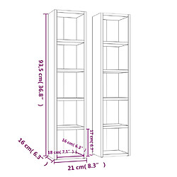 vidaXL Armoires à CD 2 pcs Blanc 21x16x93,5 cm Bois d'ingénierie pas cher