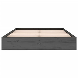 Acheter vidaXL Cadre de lit sans matelas gris bois massif 135x190 cm