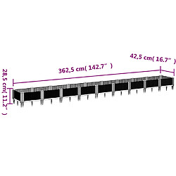 vidaXL Jardinière avec piquets blanc 362,5x42,5x28,5 cm PP pas cher