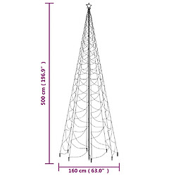 vidaXL Arbre de Noël avec poteau en métal 1400 LED blanches froides 5m pas cher