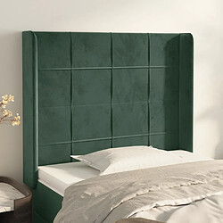 Maison Chic Tête de lit moderne avec oreilles pour chambre - Décoration de lit Vert foncé 83x16x118/128 cm Velours -MN98612