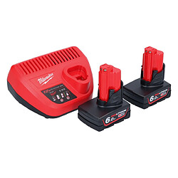 Milwaukee M12 NRG-602 Starter Set 2x 12 V 6,0 Ah ( 4933451903 ) Li-Ion battery + C12 C charger set