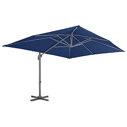 Helloshop26 Parasol déporté avec mât en aluminium 4 x 3 m bleu azuré 02_0008485