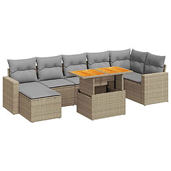 vidaXL Salon de jardin avec coussins 8 pcs beige résine tressée