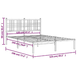 Vidaxl Cadre de lit métal avec tête de lit blanc 120x190 cm pas cher