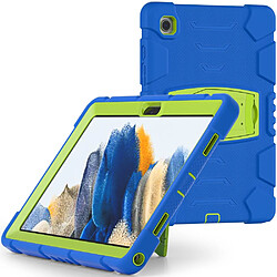 Coque en silicone antichoc, anti-rayures avec béquille Bleu/chaux pour votre Samsung Galaxy Tab A8 10.5 (2021) X200/205