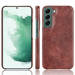 Coque en TPU + PU anti-rayures, texture litchi marron pour votre Samsung Galaxy S22 Plus 5G