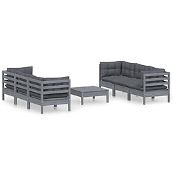 Maison Chic Ensemble Tables et chaises d'extérieur 7pcs avec coussins,Salon de jardin anthracite bois de pin -GKD426276