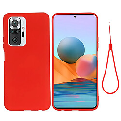 Coque en silicone souple avec sangle rouge pour votre Xiaomi Redmi Note 10 Pro Max/Redmi Note 10 Pro