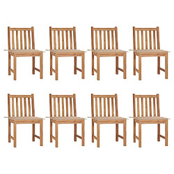 vidaXL Chaises de jardin lot de 8 avec coussins Bois de teck massif 