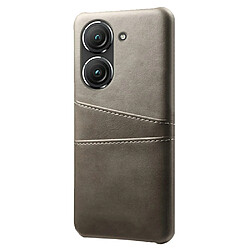 Coque en TPU + PU anti-chocs avec deux porte-cartes pour votre Asus Zenfone 9 5G - gris