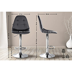 Acheter Decoshop26 Tabouret de bar x1 avec repose-pieds hauteur réglable pivotant assise en PVC noir cadre métallique chromé 10_0004826