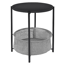 ML DESIGN MODERN LIVING Table d'appoint ronde Ø 46x51 cm Anthracite en métal avec plateau et panier en tissu ML-Design