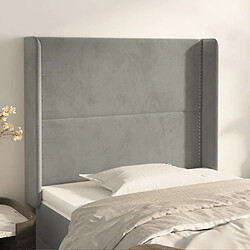 vidaXL Tête de lit avec oreilles Gris clair 93x16x118/128 cm Velours