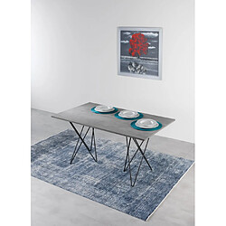 Inside 75 Table console extensible ouverture en livre HERMES plateau gris béton pieds gris foncé largeur 140cm pas cher