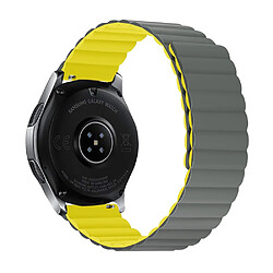 Bracelet en silicone magnétique, 22mm à fermeture rapide, taille L pour votre Samsung Galaxy Watch 3 45mm/Gear S3 Frontier/Classic - Gris/jaune