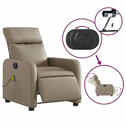 Maison Chic Fauteuil Relax pour salon, Fauteuil de massage inclinable électrique cappuccino similicuir -GKD18977 pas cher