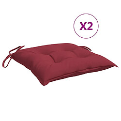 vidaXL Coussins de chaise lot de 2 rouge bordeaux 40x40x7 cm