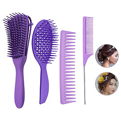 Acheter 4x Peignes De Brosse En Plastique De Coiffeur De Salon De Coiffure Pour Le Violet De Cheveux Longs