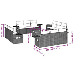 Acheter vidaXL Salon de jardin avec coussins 13 pcs noir résine tressée