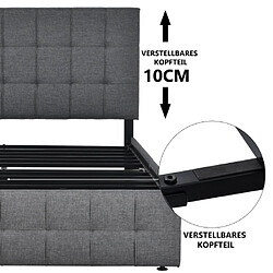 Avis ComfortXL Lit Avec Rangement Et Tête De Lit Réglable En Hauteur, (140*200 Cm, Gris)