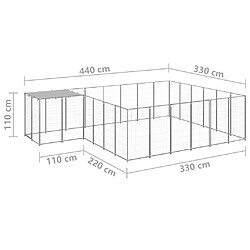 Helloshop26 Chenil extérieur cage enclos parc animaux chien argenté 12,1 m² acier 02_0000237