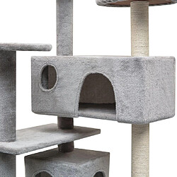 Helloshop26 Arbre à chat griffoir grattoir niche jouet animaux peluché en sisal 125 cm gris 3702272