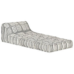 Avis Decoshop26 Coussin de sol pouf modulaire chaise longue en tissu gris rayé 60x70x76 cm DEC021309