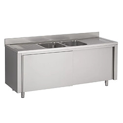 Plonge Inox 2 Bacs Portes Coulissantes - 2000 x 700 - Combisteel