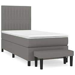 vidaXL Sommier à lattes de lit avec matelas Gris foncé 90x200 cm Tissu