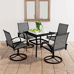 Salle à manger de jardin 5 pcs,Table et chaise à dîner Textilène et acier -MN51551