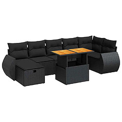 vidaXL Salon de jardin 5 pcs avec coussins noir résine tressée acacia