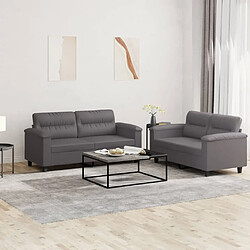 Maison Chic Ensemble de canapés 2 pcs avec coussins, Canapé droit Sofa pour Salon Gris Similicuir -GKD344537