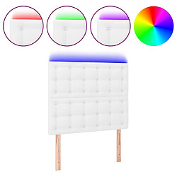 Maison Chic Tête de lit scandinave à LED,meuble de chambre Blanc 100x5x118/128 cm Similicuir -MN13265