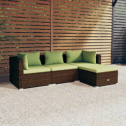 Maison Chic Salon de jardin 4 pcs + coussins - Mobilier/Meubles de jardin - Table et chaises d'extérieur Résine tressée Marron -MN73956