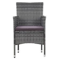 Acheter Maison Chic Mobilier à dîner 3 pcs de jardin - Ensemble table et chaises d'extérieur - Salon/Mobilier de jardin classique Résine tressée Gris -MN43855