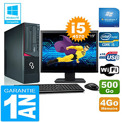 PC Fujitsu Esprimo E720 E85+ SFF Core I5-4570 4Go Disque 500Go Wifi W7 Ecran 19" - Occasion