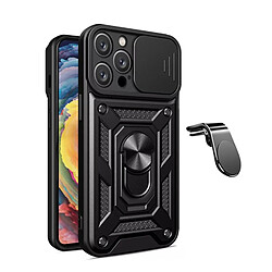 L Kit De Support Magnétique De Voiture Pour Conduite Sûre + Couverture De Fenêtre Coulissante De Défenseur Militaire Magnétique Phonecare Compatible avec Apple iPhone 16 Pro - Noir