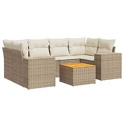 vidaXL Salon de jardin avec coussins 7 pcs beige résine tressée