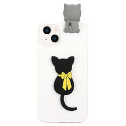 Coque en silicone flexible, motif de dessin animé en 3D, anti-chute pour votre iPhone 14 - chat noir